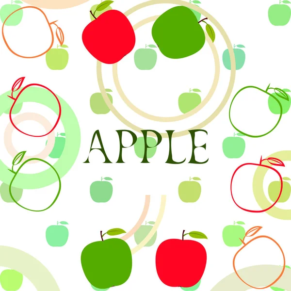 Ilustración vectorial del marco Apple. Diseño de tarjeta vectorial con manzana y hoja . — Vector de stock