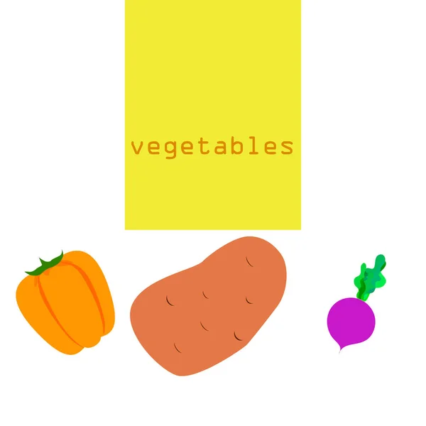 Φρέσκα λαχανικά. Πιπεριές, παντζάρια, πατάτες. Αφίσα βιολογικών τροφίμων. Σχεδιασμός αγοράς αγροτών. Διάνυσμα. — Διανυσματικό Αρχείο