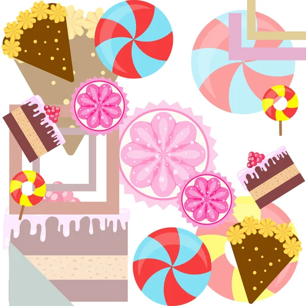 Домашняя выпечка векторная иллюстрация праздничного торта, кекса и сладостей. Идея дизайна плаката, открыток и рекламы . — стоковый вектор