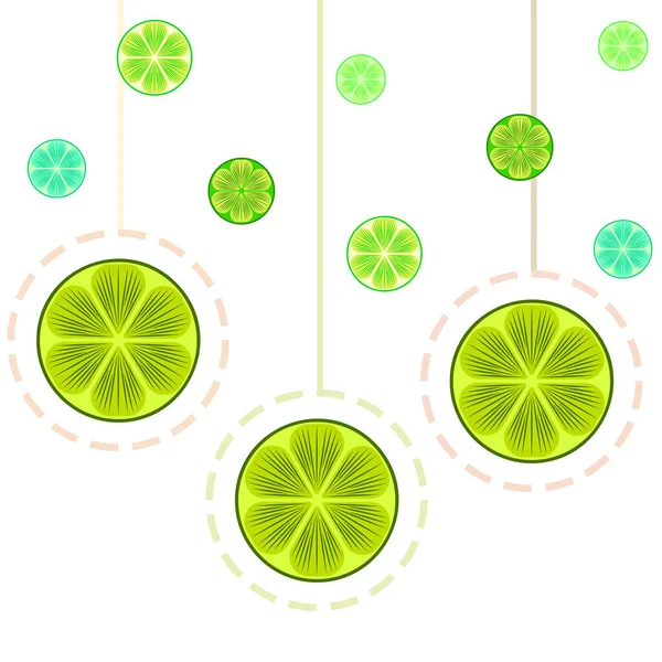 Mitad verde y rodaja de lima. Ilustración vectorial, fondo. — Vector de stock