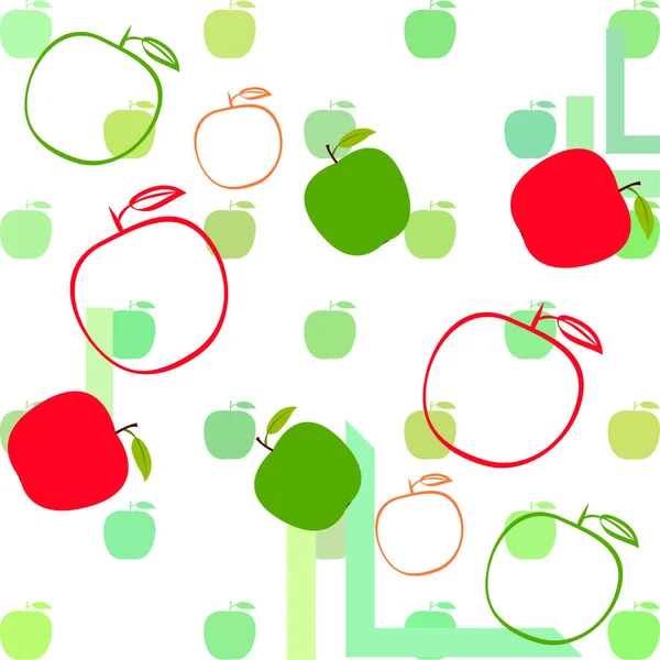 Ilustración vectorial del marco Apple. Diseño de tarjeta vectorial con manzana y hoja . — Archivo Imágenes Vectoriales