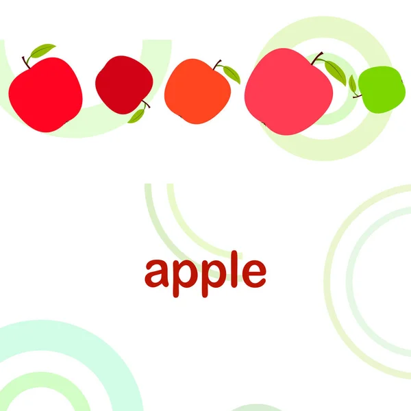 Ilustración vectorial del marco Apple. Diseño de tarjeta vectorial con manzana y hoja . — Archivo Imágenes Vectoriales