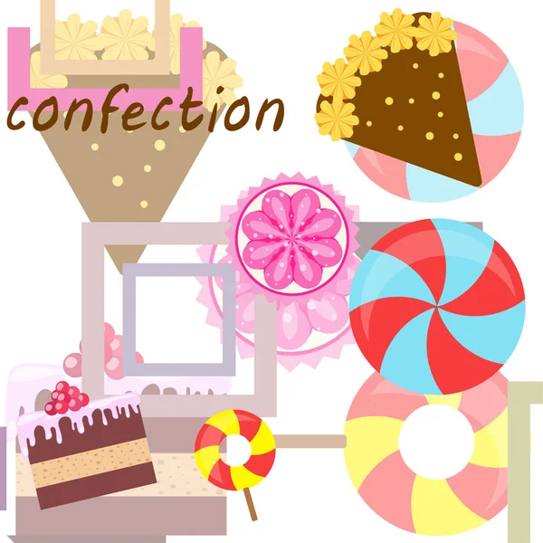 Inicio panadería vector ilustración de pastel de cumpleaños, capcake y dulces. Idea de diseño para póster, tarjetas y publicidad . — Vector de stock