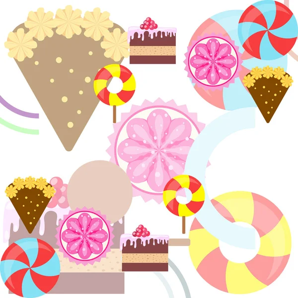 Home padaria vetor ilustração de bolo de aniversário, capcake e doces. Idéia de design para cartaz, cartões e publicidade . — Vetor de Stock