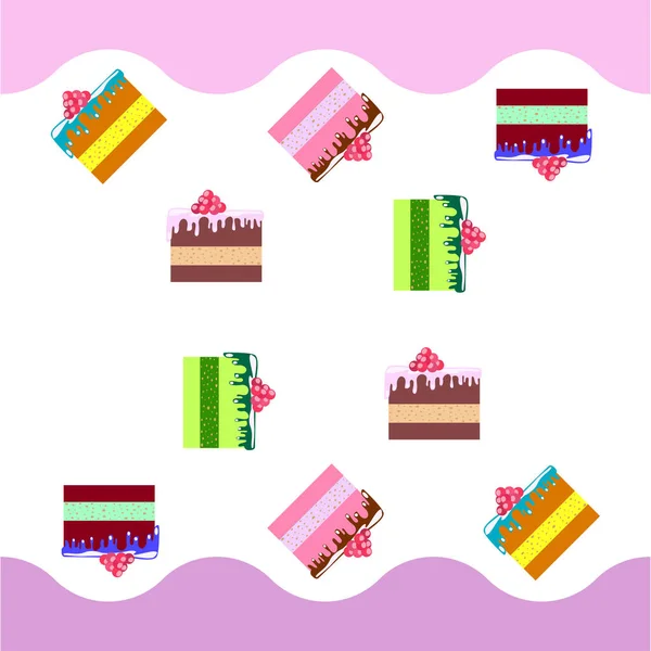 Colorful sweet cakes slices pieces vector illustration. — Stock vektor