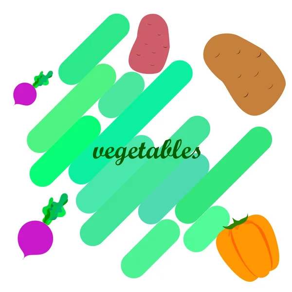 Verduras frescas. Pimientos, remolachas, patatas. Cartel de alimentos orgánicos. Diseño del mercado de agricultores. Vector . — Archivo Imágenes Vectoriales