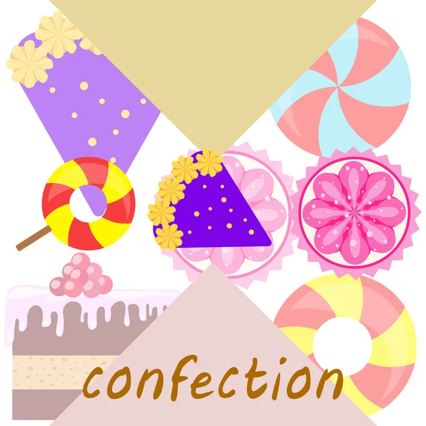Inicio panadería vector ilustración de pastel de cumpleaños, capcake y dulces. Idea de diseño para póster, tarjetas y publicidad . — Vector de stock