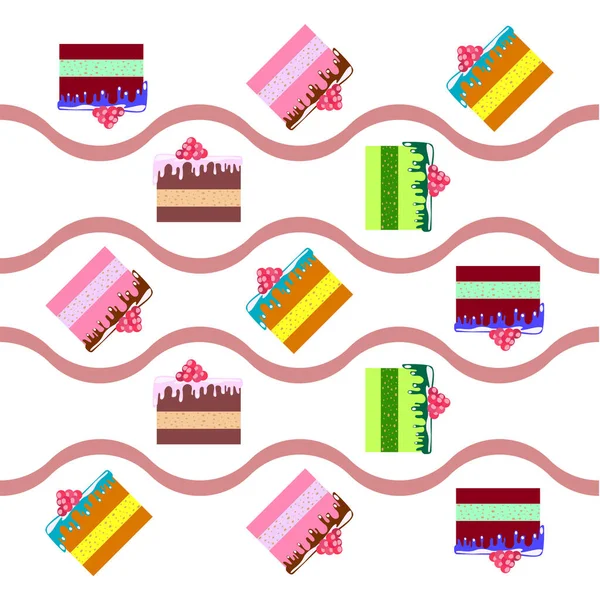 Colorful sweet cakes slices pieces vector illustration. — Stock vektor