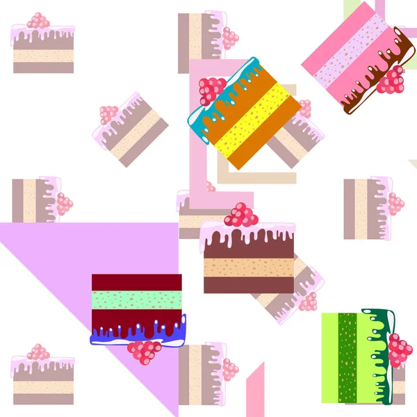 Pasteles dulces coloridos trozos fragmentos vector ilustración . — Vector de stock