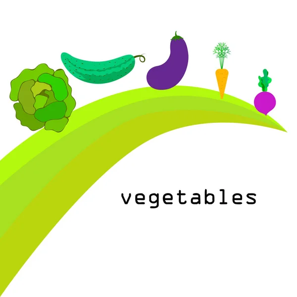 Λάχανο, τεύτλα, καρότο, μελιτζάνα, αγγούρι, φρέσκα λαχανικά. Αφίσα βιολογικών τροφίμων. Σχεδιασμός αγροτικής αγοράς. Ιστορικό διανύσματος. — Διανυσματικό Αρχείο