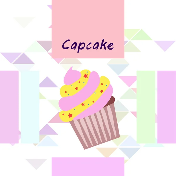 Capcake hornear crema de bayas dulzura postre. Elementos coloridos para la colección de menús de cafés y restaurantes. Felices vacaciones. — Vector de stock