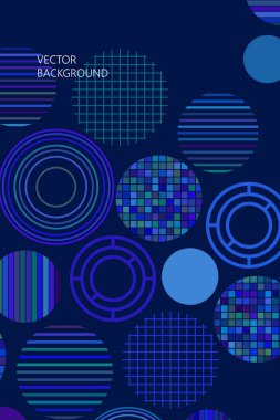 Metin için yeri olan kusursuz vektör geometrik arkaplan. Broşür, davetiye, tebrik kartı, poster tasarımı için soyut yaratıcı konsept. Üst üste binen çoklu renk desenini çember çiz.