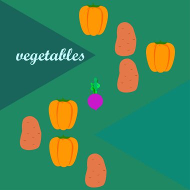 Taze sebzeler. Biber, pancar, patates. Organik gıda posteri. Çiftçi pazarı tasarımı. Vektör.