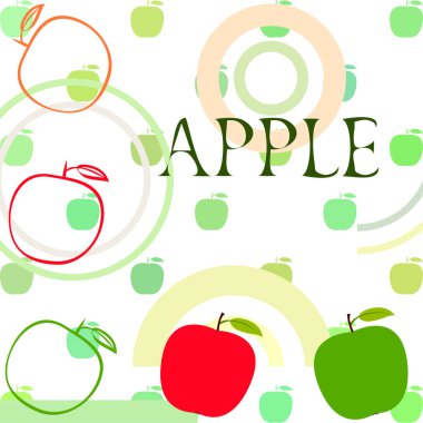 Apple çerçeve vektör illüstrasyon. Elma ve yaprak ile vektör kartı tasarımı.