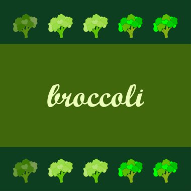 Brokoli, taze sebze. Organik gıda posteri. Çiftçi pazarı tasarımı. Vektör arkaplanı.