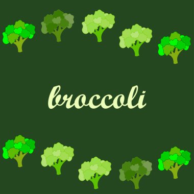 Brokoli, taze sebze. Organik gıda posteri. Çiftçi pazarı tasarımı. Vektör arkaplanı.