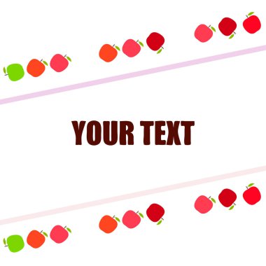 Apple çerçeve vektör illüstrasyon. Elma ve yaprak ile vektör kartı tasarımı.