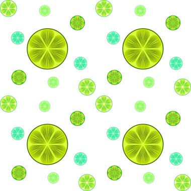 Yeşil yarısı ve dilimlenmiş limon. Vektör illüstrasyonu, arkaplan.