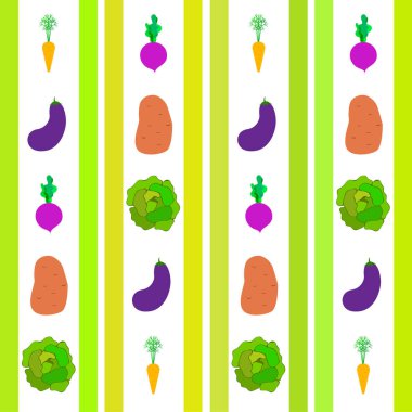 Lahana, pancar, havuç, patlıcan, patates, taze sebze. Organik gıda posteri. Çiftçi pazarı tasarımı. Vektör arkaplanı.