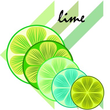 Yeşil yarısı ve dilimlenmiş limon. Vektör illüstrasyonu, arkaplan.