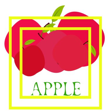 Apple çerçeve vektör illüstrasyon. Elma ve yaprak ile vektör kartı tasarımı.