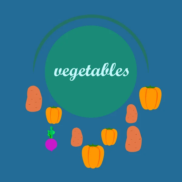 Свіжі овочі. Перець, буряк, картопля. Плакат з органічної їжі. Дизайн ринку фермерів. Векторні . — стоковий вектор