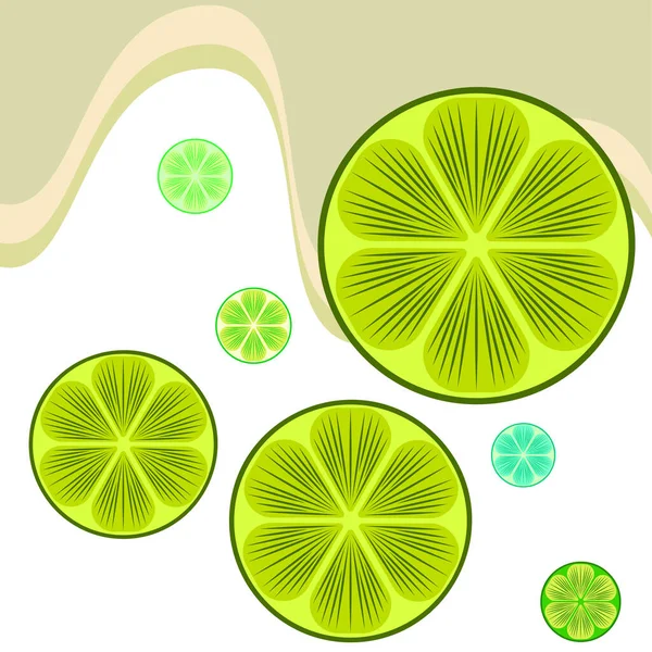 Mezzo verde e fetta di lime. Illustrazione vettoriale, sfondo. — Vettoriale Stock