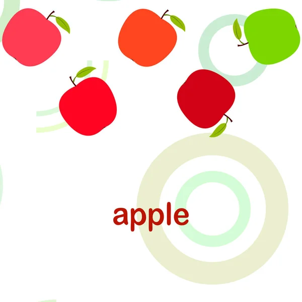 Απεικόνιση διανυσματικών πλαισίων Apple. Σχεδίαση διανυσματικής κάρτας με μήλο και φύλλο. — Διανυσματικό Αρχείο