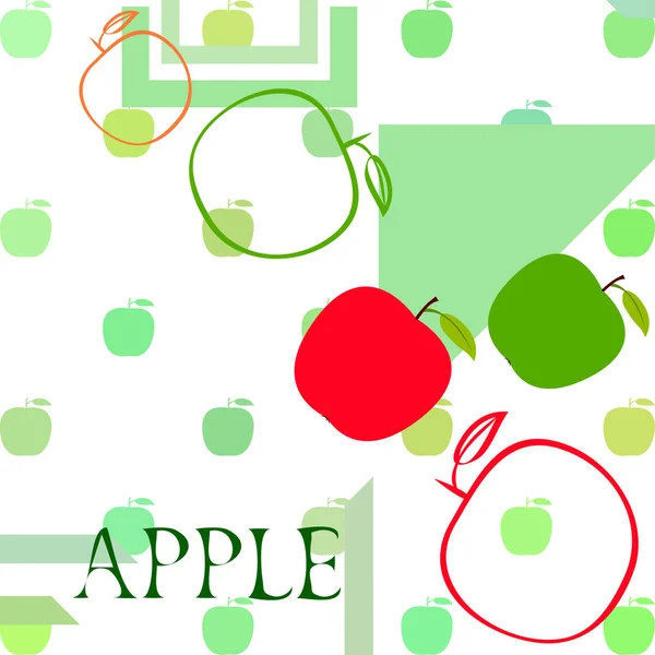 Illustration vectorielle de cadre Apple. Conception de carte vectorielle avec pomme et feuille . — Image vectorielle