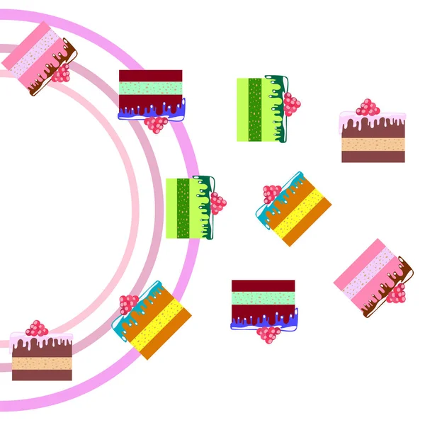 단맛나는 케이크 조각 벡터 일러스트. — 스톡 벡터