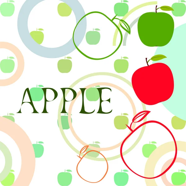 Яблуко рамка Векторні ілюстрації. Дизайн векторної картки з яблуком та листям . — стоковий вектор