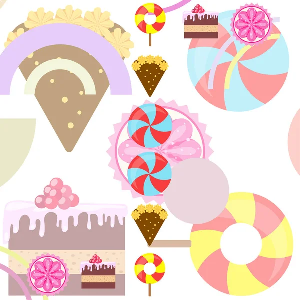 Accueil boulangerie illustration vectorielle de gâteau d'anniversaire, capcake et bonbons. Idée de design pour affiche, cartes et publicité . — Image vectorielle