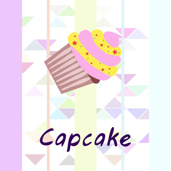 Capcake hornear crema de bayas dulzura postre. Elementos coloridos para la colección de menús de cafés y restaurantes. Felices vacaciones. — Vector de stock