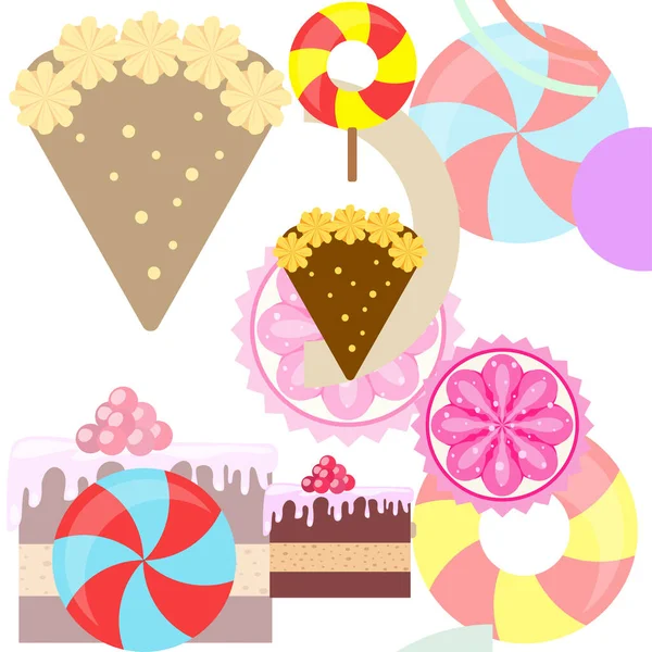 Home padaria vetor ilustração de bolo de aniversário, capcake e doces. Idéia de design para cartaz, cartões e publicidade . — Vetor de Stock