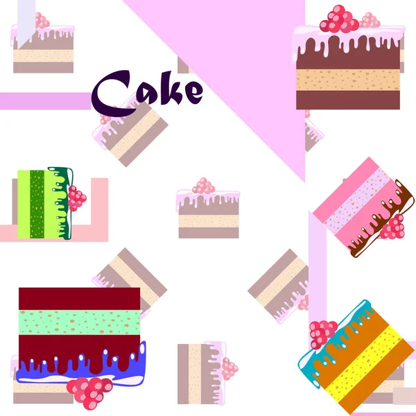 Colorful sweet cakes slices pieces vector illustration. — Stock vektor