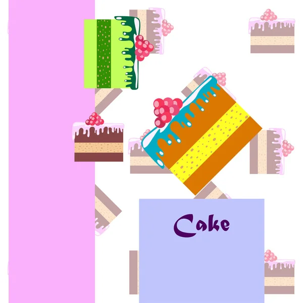 Colorful sweet cakes slices pieces vector illustration. — Stock vektor