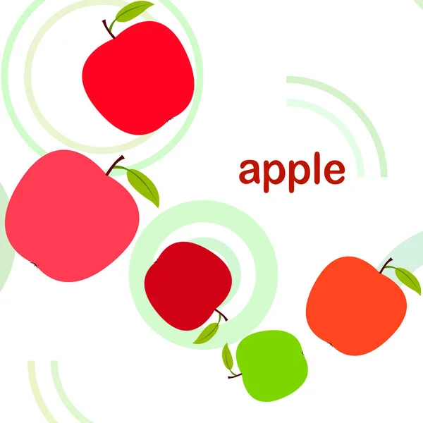 Яблочная векторная иллюстрация. Векторная карта с яблоком и листьями . — стоковый вектор