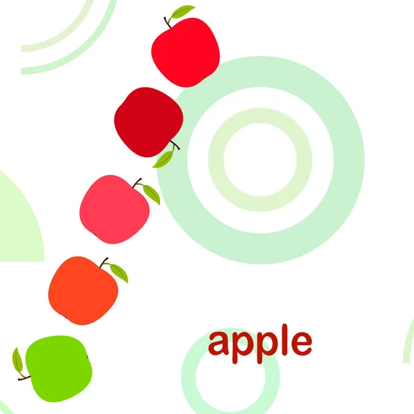 Ilustración vectorial del marco Apple. Diseño de tarjeta vectorial con manzana y hoja . — Archivo Imágenes Vectoriales