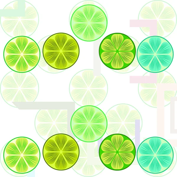 Green half and slice lime. Vector illustration, background. — Stock Vector