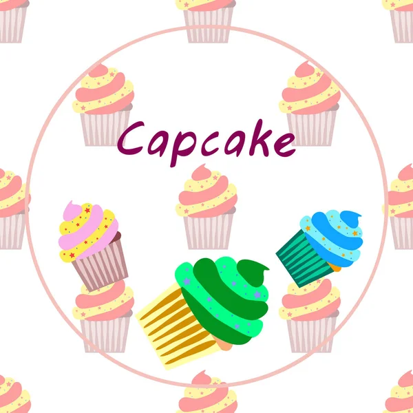 Capcake Backen Sahne Beerensüße Dessert. farbenfrohe Elemente für die Menükollektion von Cafés und Restaurants. Frohe Feiertage. — Stockvektor