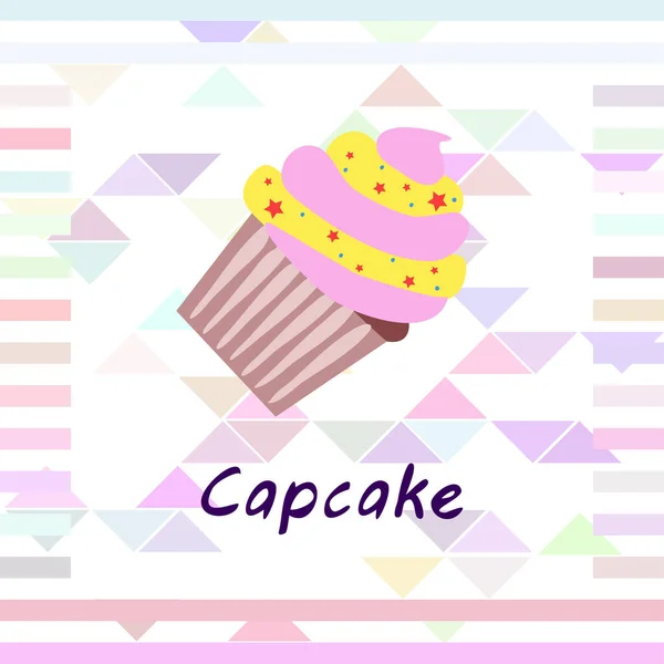 Capcake hornear crema de bayas dulzura postre. Elementos coloridos para la colección de menús de cafés y restaurantes. Felices vacaciones. . — Vector de stock