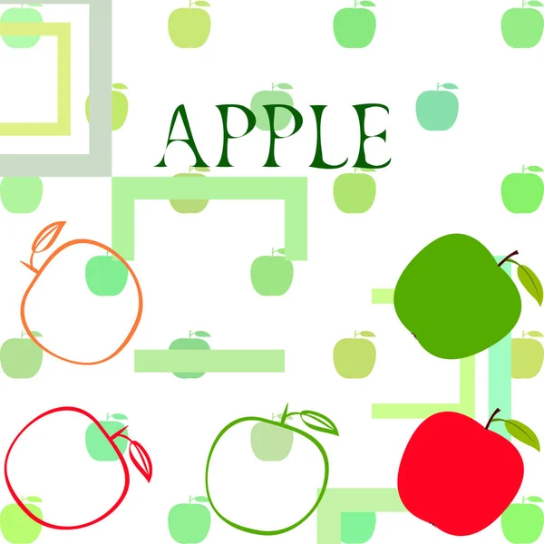 Illustration vectorielle de cadre Apple. Conception de carte vectorielle avec pomme et feuille . — Image vectorielle