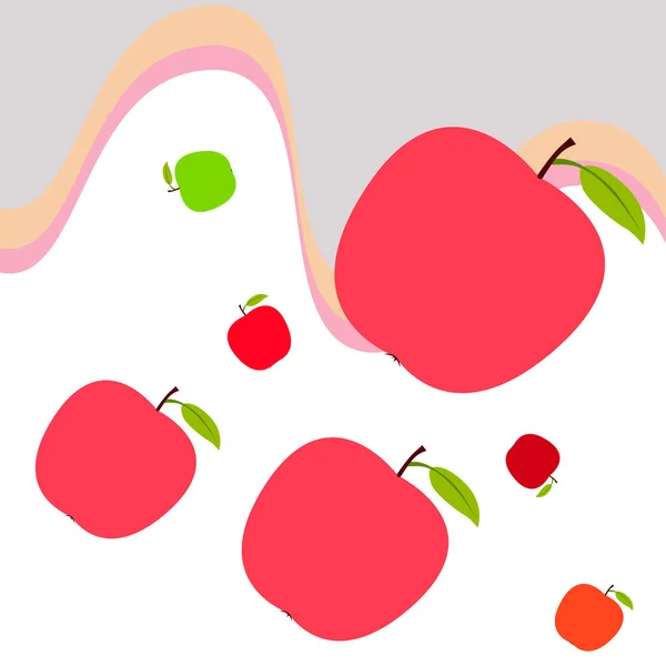 Ilustración vectorial del marco Apple. Diseño de tarjeta vectorial con manzana y hoja . — Archivo Imágenes Vectoriales