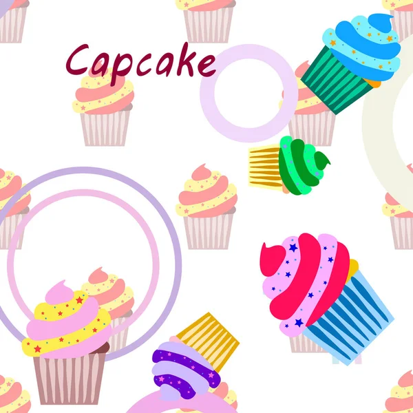 Capcake pieczenia śmietany jagodowy deser słodyczy. Kolorowe elementy do kolekcji menu kawiarni i restauracji. Wesołych świąt — Wektor stockowy