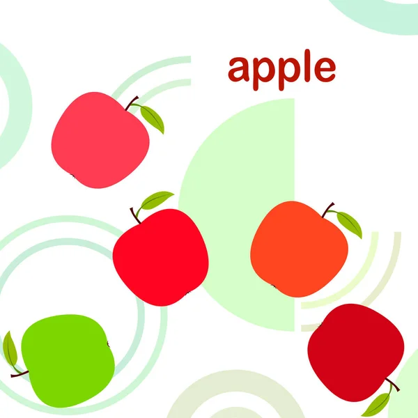 Ilustración vectorial del marco Apple. Diseño de tarjeta vectorial con manzana y hoja . — Archivo Imágenes Vectoriales