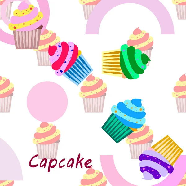 Capcake bagning fløde bær sødme dessert. Farverige elementer til menusamlingen af cafeer og restauranter. glædelig ferie . – Stock-vektor