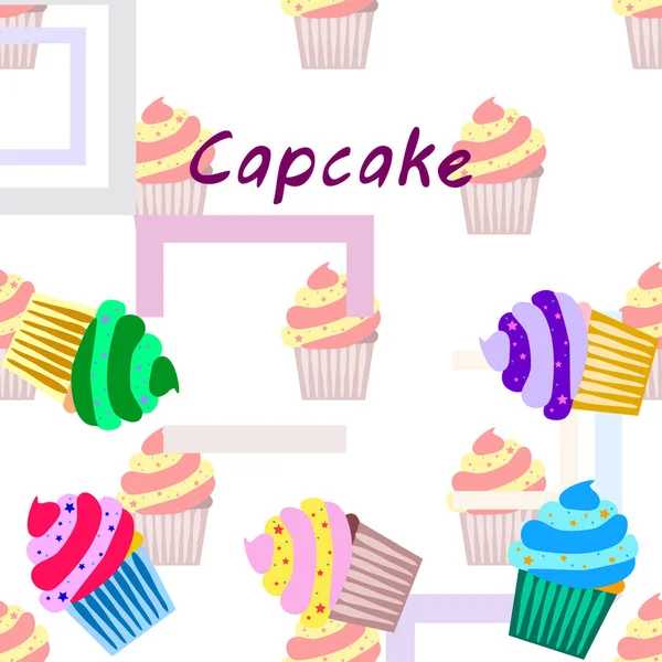 Capcake hornear crema de bayas dulzura postre. Elementos coloridos para la colección de menús de cafés y restaurantes. Felices vacaciones. . — Archivo Imágenes Vectoriales