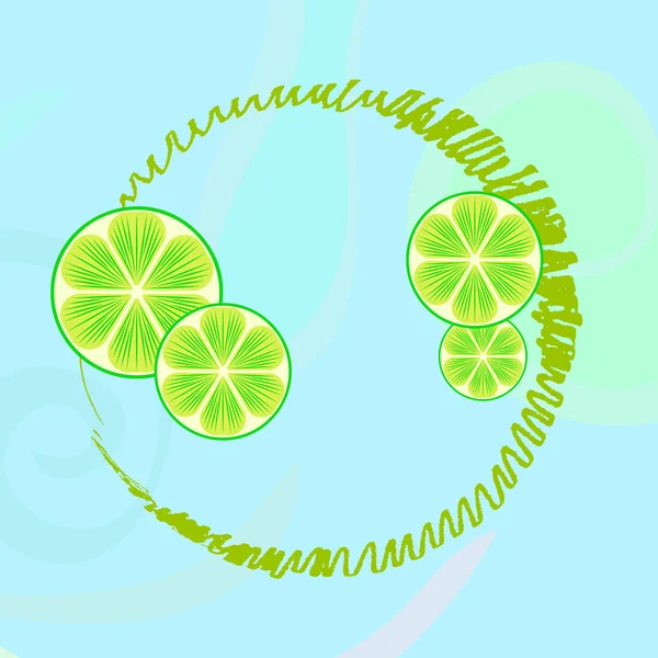 Grön halva och slice lime. vektor illustration, bakgrund. — Stock vektor