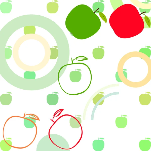 Ilustración vectorial del marco Apple. Diseño de tarjeta vectorial con manzana y hoja . — Vector de stock
