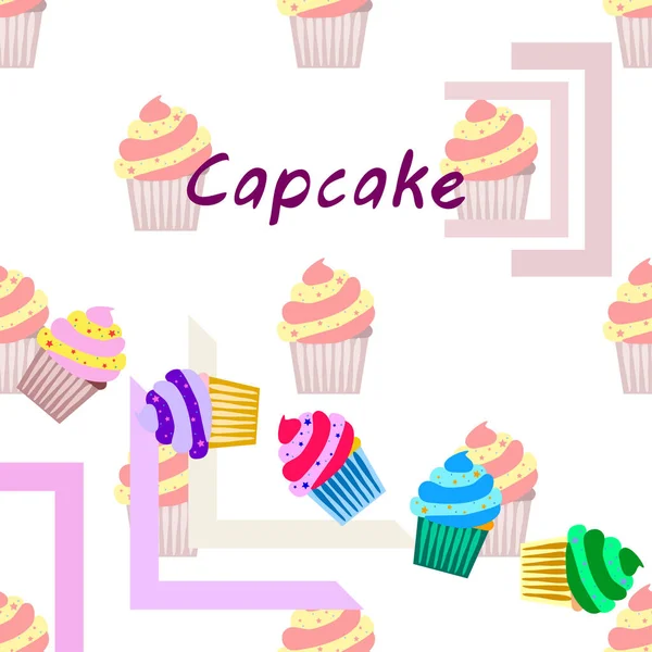 Capcake pieczenia śmietany jagodowy deser słodyczy. Kolorowe elementy do kolekcji menu kawiarni i restauracji. Wesołych świąt. — Wektor stockowy